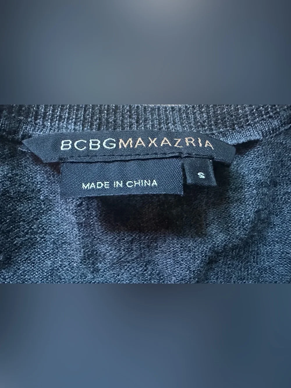 BCBGMaxAzria • 100% merino wool • v-neck sweater • charcoal gray • small